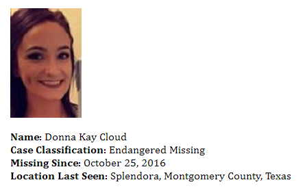 Missing Donna Kay Cloud